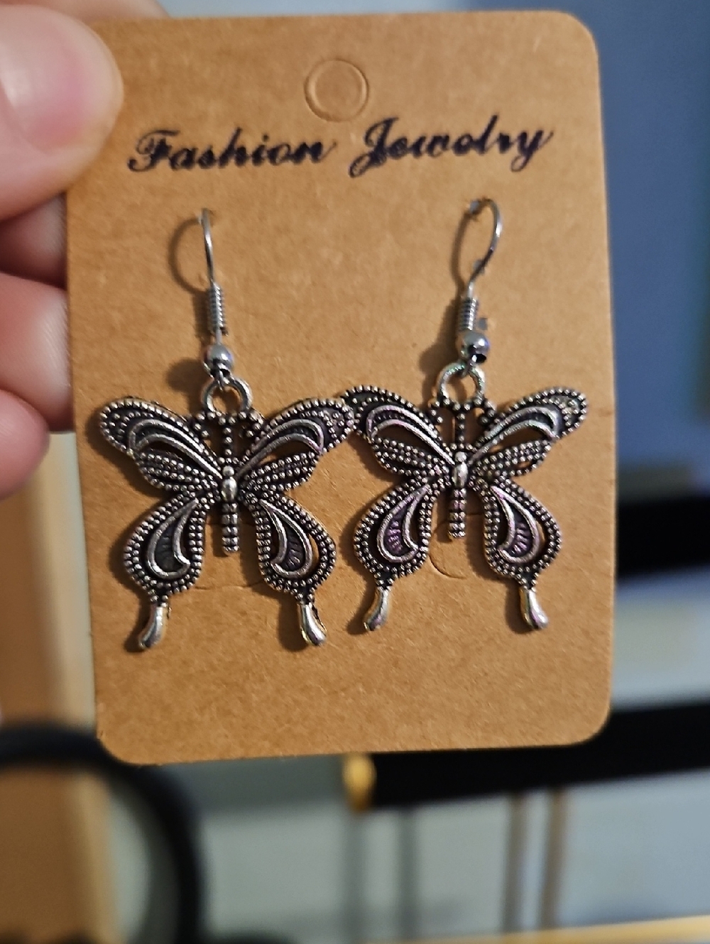 Fashion Jewelry Silver Butterfly Dangle Earrings